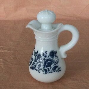 Vintage Avon Blue and white Delft Milk Glass Bath bottle made 1970’s
